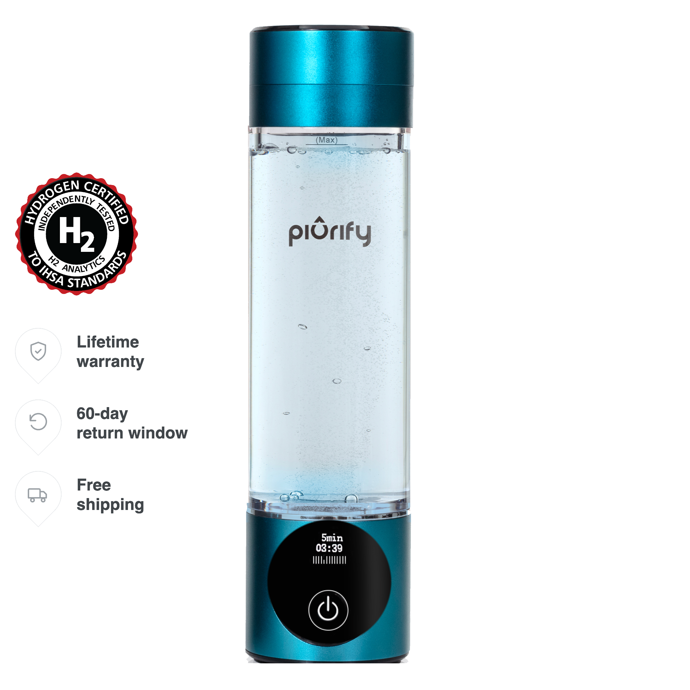 PIURIFY Hydrogenator® Hydrogen Water Bottle - Turquoise – Piurify
