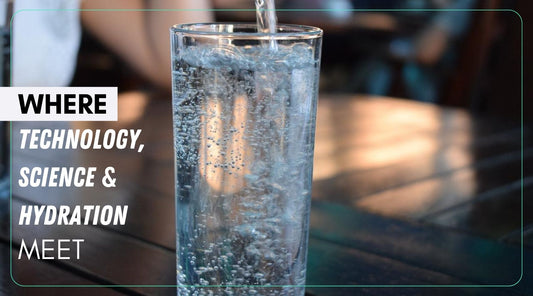 Refreshing hydrogen water being poured into a glass.