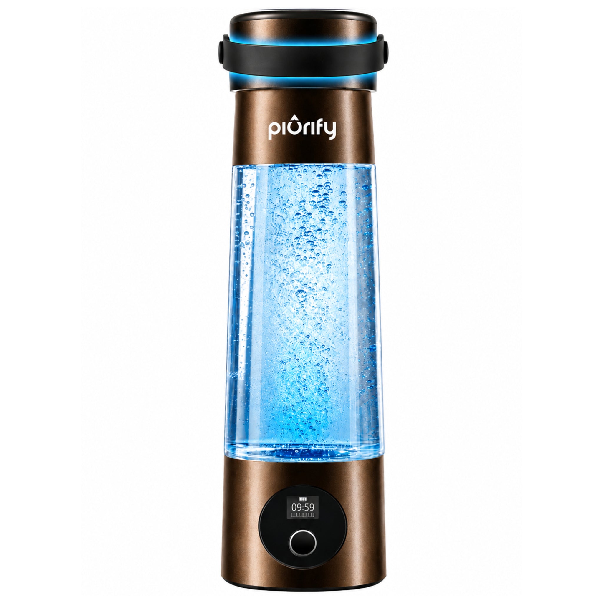 Hydrogen Water Bottle - Brown With Handle | Large 17 oz Capacity