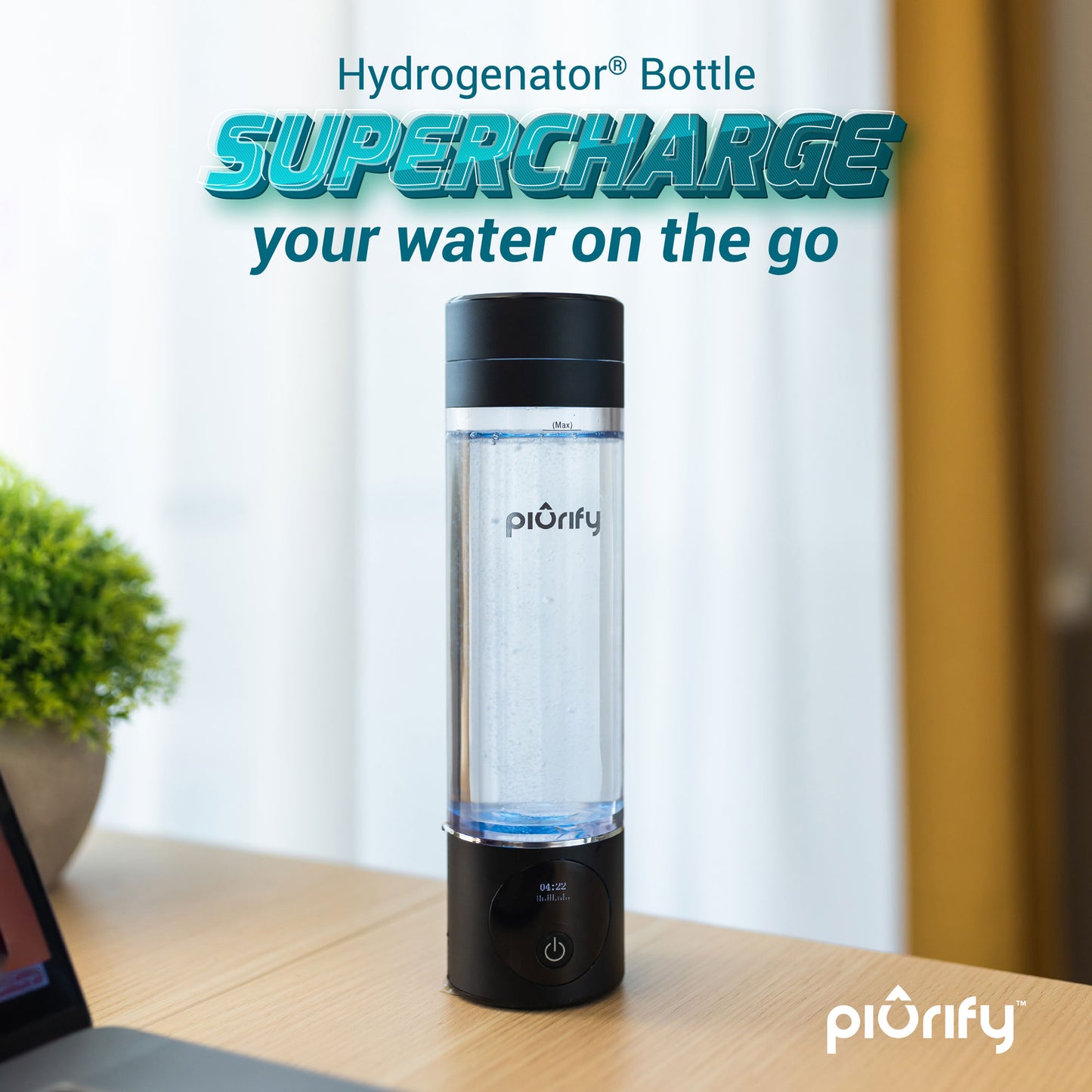 PIURIFY Hydrogenator Bottle® - Black - Piurify