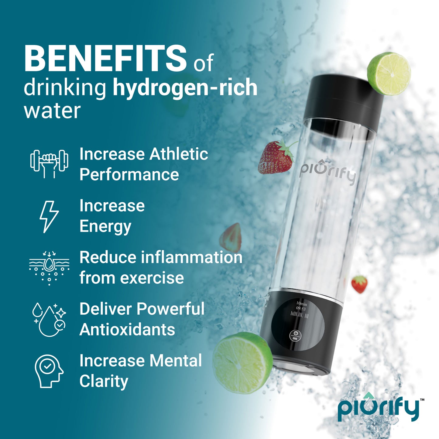 PIURIFY Hydrogenator Bottle® - Black - Piurify