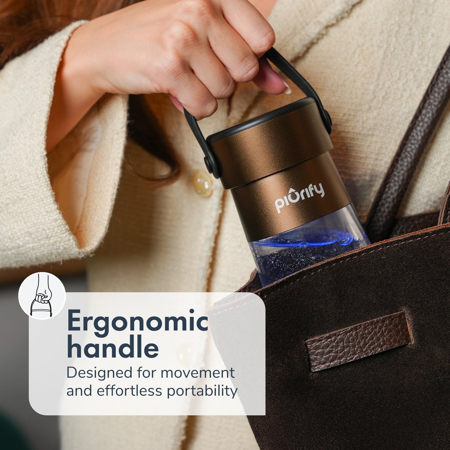 Hydrogenator® Bottle with Handle - Brown