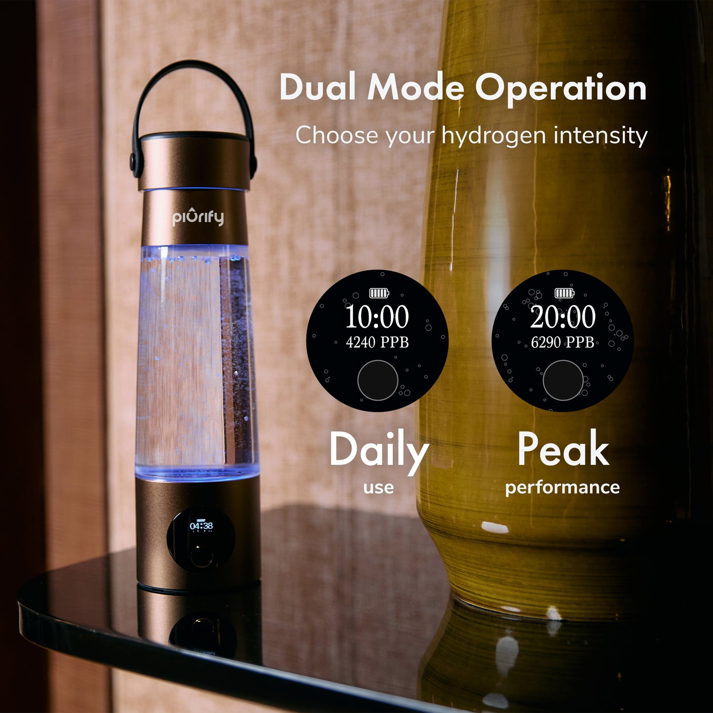 Hydrogenator® Bottle with Handle - Brown