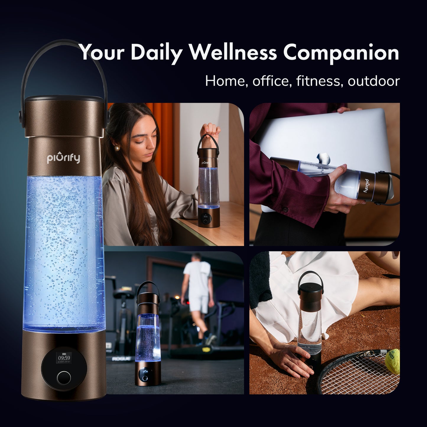 Hydrogenator® Bottle with Handle - Brown