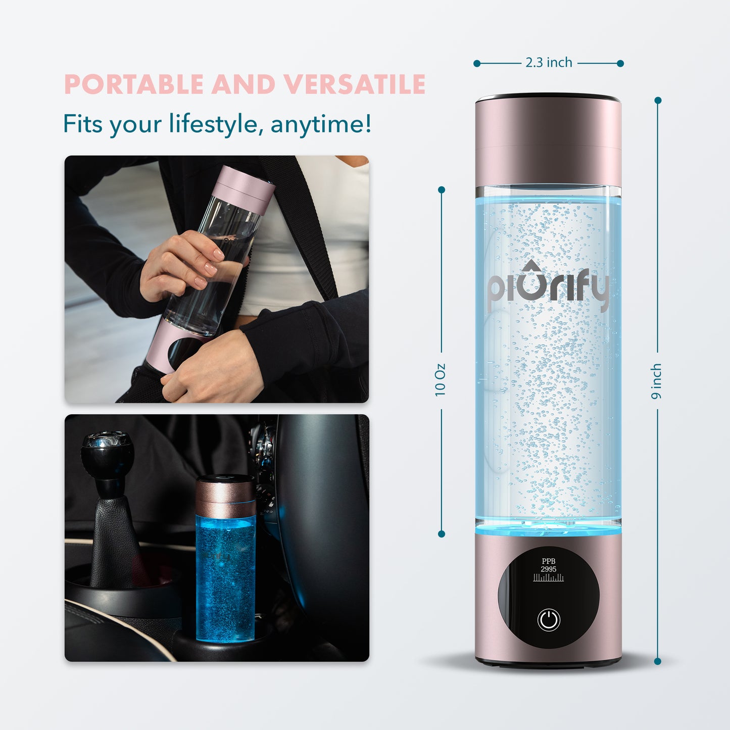 PIURIFY Hydrogenator® Bottle - Pink