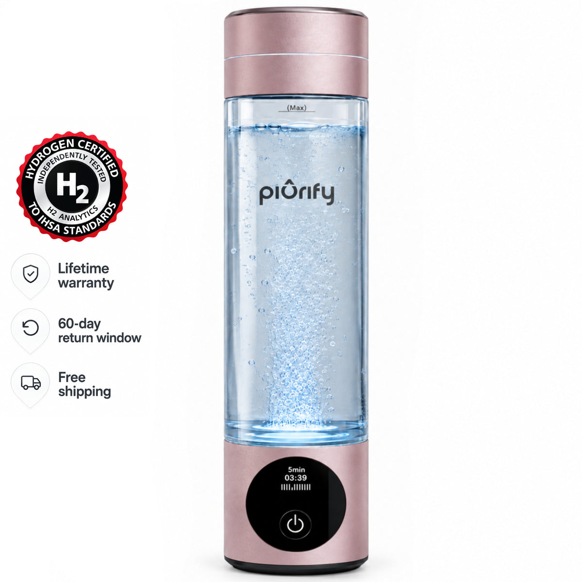 PIURIFY Hydrogenator® Hydrogen Water Bottle – 2-Pack