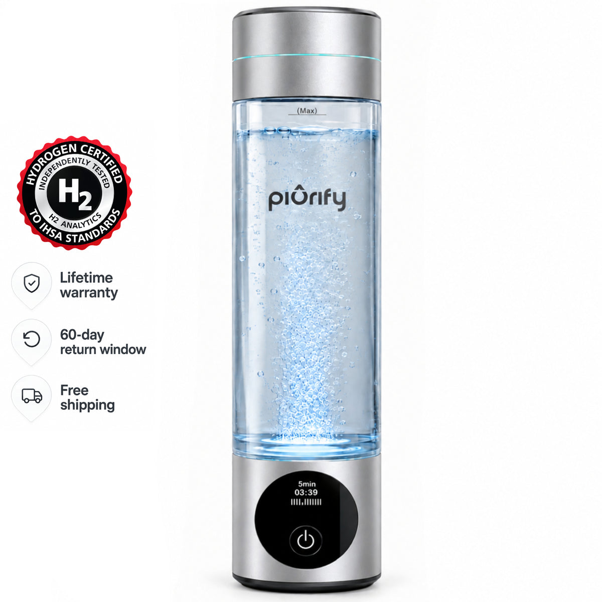 PIURIFY Hydrogenator® Hydrogen Water Bottle – 2-Pack