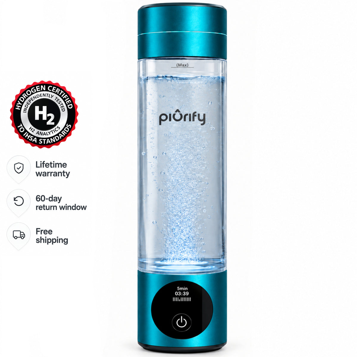 PIURIFY Hydrogenator® Hydrogen Water Bottle – 2-Pack