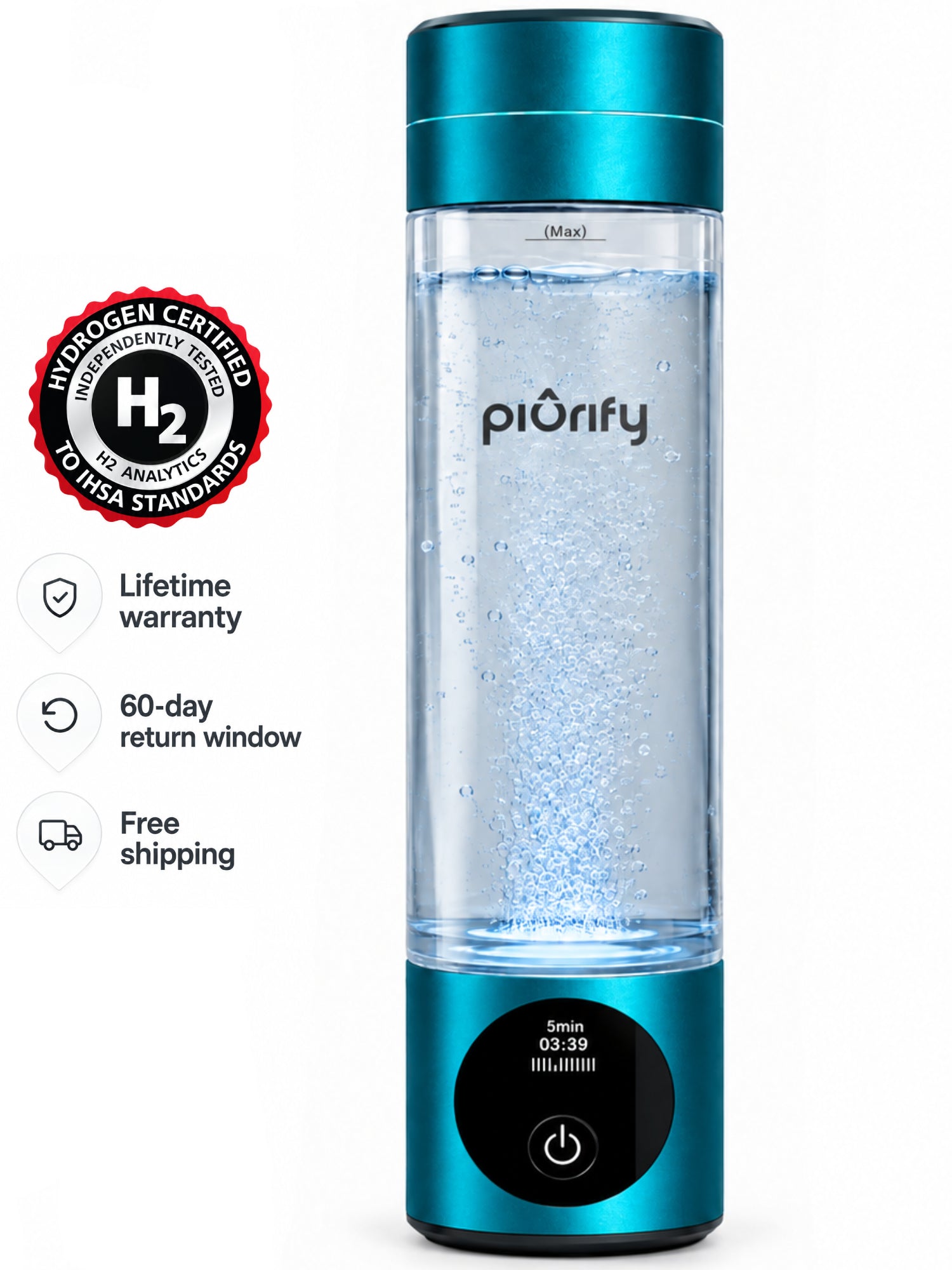 32605→20000ARIIX ピュリティボトル　フィルター6個 PIURIFY Hydrogenator® Hydrogen Water Bottle - Turquoise – Piurify