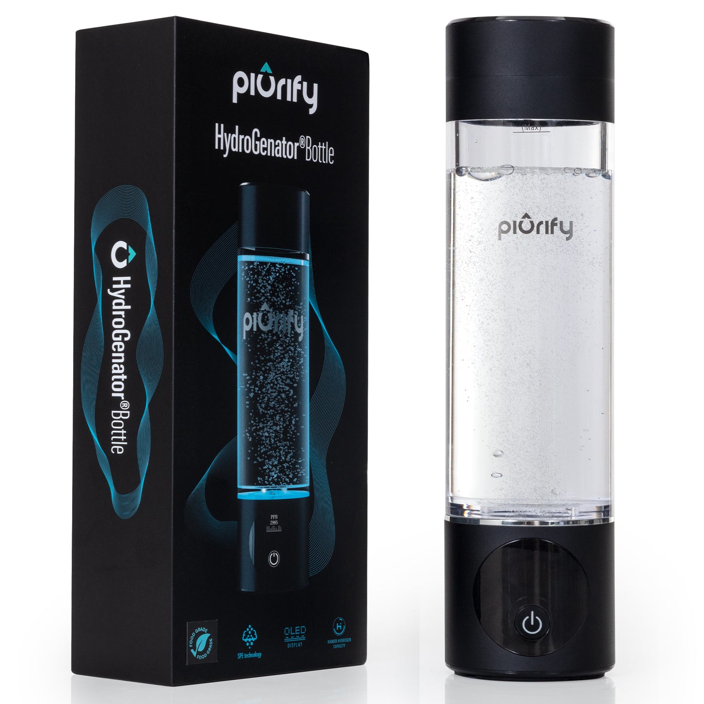 PIURIFY Hydrogenator Bottle® - Black - Piurify